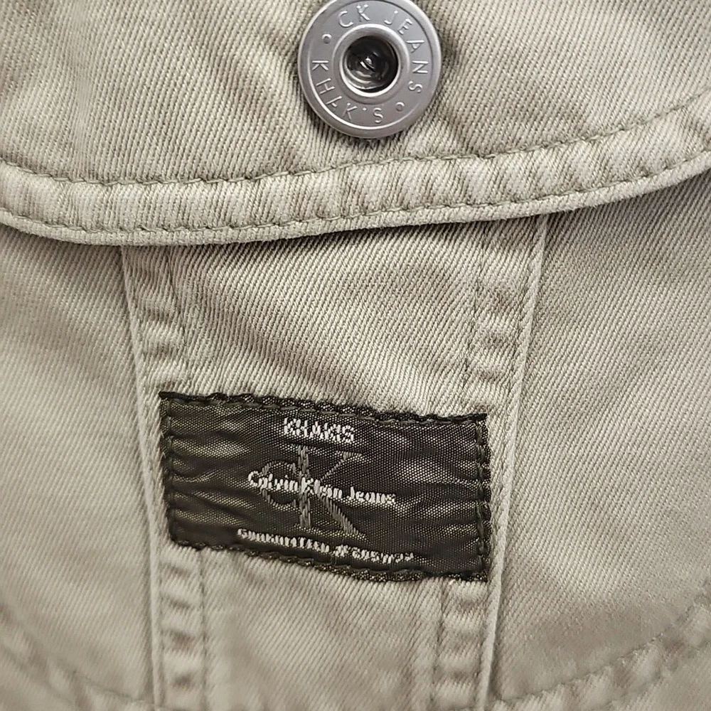 Calvin, Klein, Jeans, Khaki, Denim, Jacket, Crop, Summer, Casual, Office, School